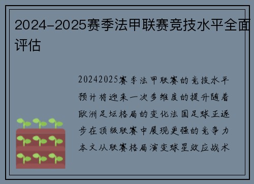 2024-2025赛季法甲联赛竞技水平全面评估